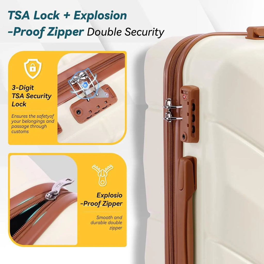 3 Piece Luggage Set ABS Hardshell Suitcase With Spinner Wheels TSA Lock Travel Carry On Luggages For Business 20/24/28 Inch