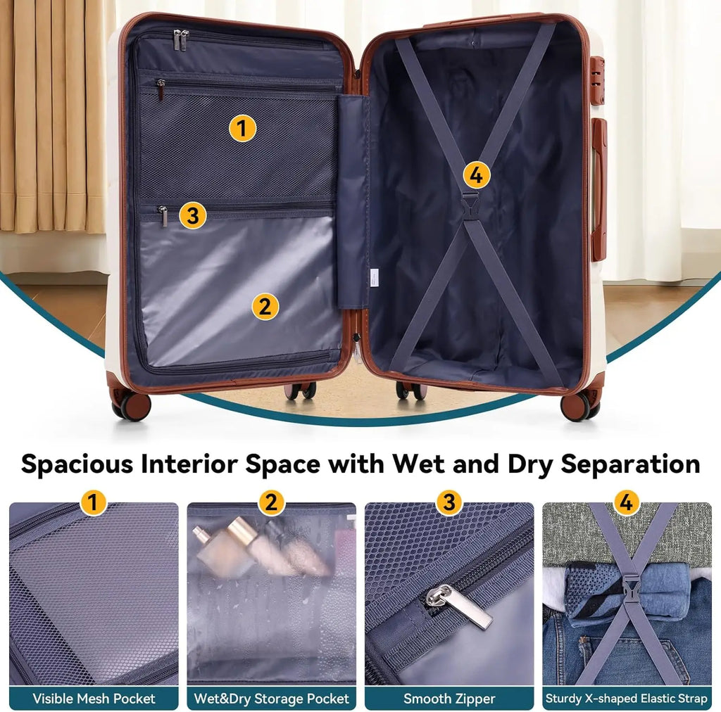 3 Piece Luggage Set ABS Hardshell Suitcase With Spinner Wheels TSA Lock Travel Carry On Luggages For Business 20/24/28 Inch