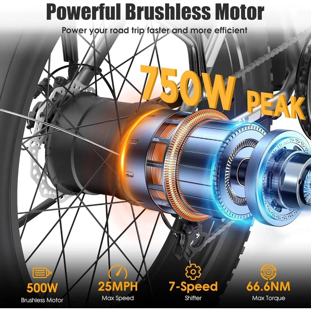 Electric Bike for Adults, Peak 1000W Ebike, 25MPH 60Miles Electric Mountain Bike, 26" Fat Tire Electric Bicycle with 48V 13AH