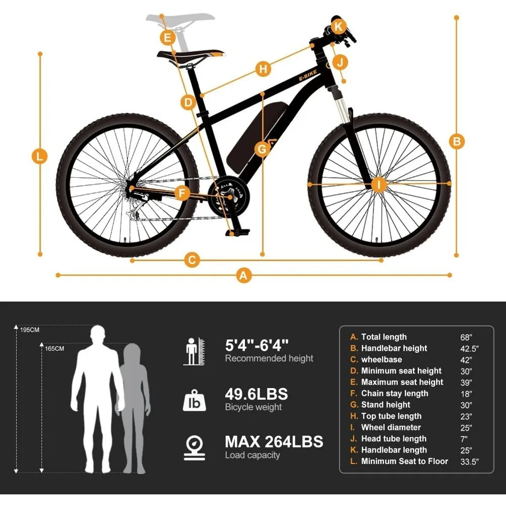 Electric Bike for Adults with Peak 750W Brushless Motor,40Miles 20MPH Commuting Electric Mountain Bike with 360Wh Removable