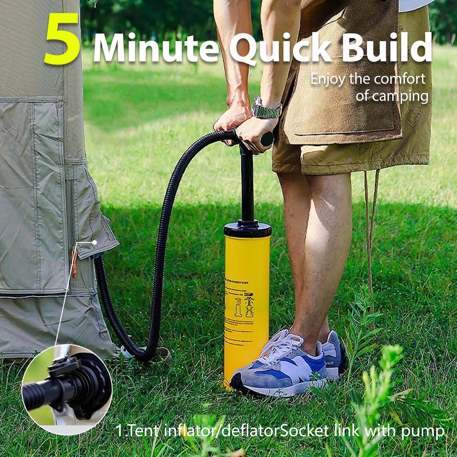 Inflatable Tents for Camping, 8 Person Tent with TPU Skylight, Mesh Windows & Pump, Easy Setup 4 Season Glamping Tent