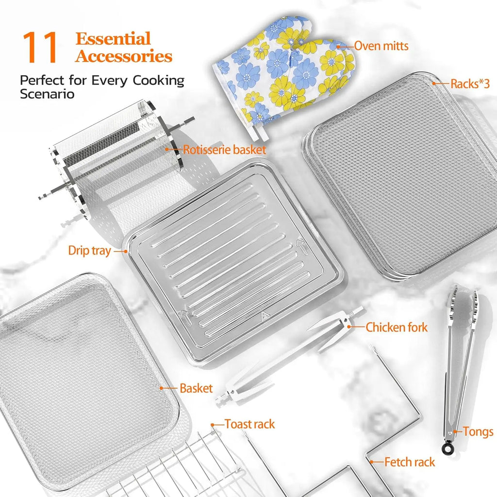 Air Fryer Oven Large 20 QT, 10-in-1 Toaster Oven Air Fryer Combo with Window for Family, Airfryer Oven with Rotisserie