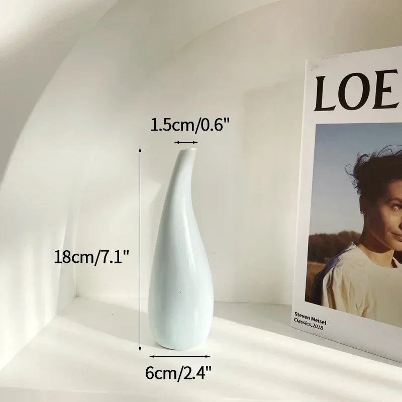 White Ceramic Bud Vase Small Flower Vases Hydroponic Plants Pot Modern Decorative Vases for Home Living Room Dining Table Decor