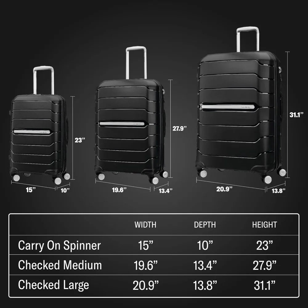 large checked luggage with dual 360° spinner wheels - tsa lock, airline approved, lightweight durable polypropylene