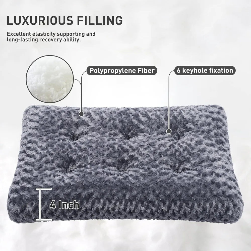 Washable Dog Bed Deluxe Plush Dog Crate Beds Comfy Kennel Pad Anti-Slip Pet Sleeping Mat for Large, Jumbo, Medium, Small D