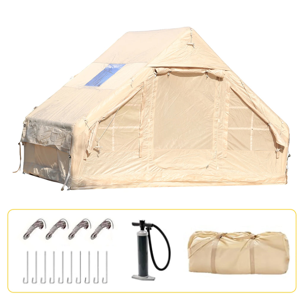 Inflatable Tent for Camping,4/6 Person Blow Up Air Glamping Room Tent House with Stove