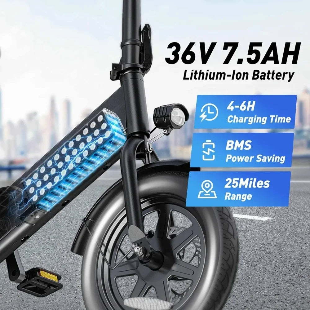Quality AssuranceNEW Folding Electric Bicycle w/350W Motor&36V 7.5Ah Battery,3 Levels Assist, Dual Disc Brakes,14/16" Foldable e