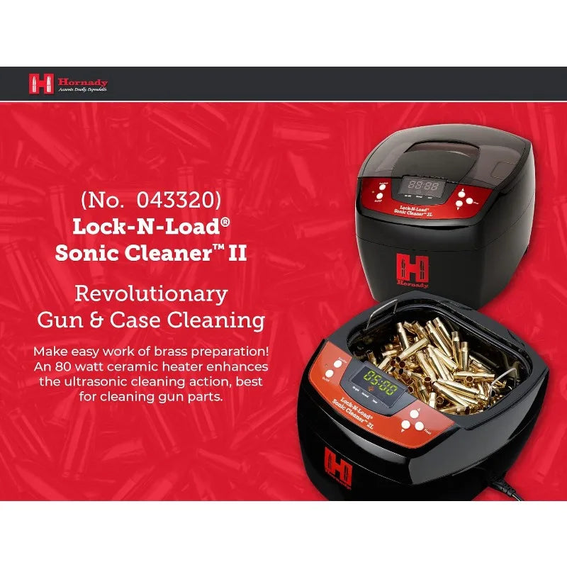 Hornady Lock-N-Load Sonic Cleaner 2L,110V,043320, Premium Way to Clean Gun Parts & Bullet Casings, 80W Heated Ultrasonic Cleaner