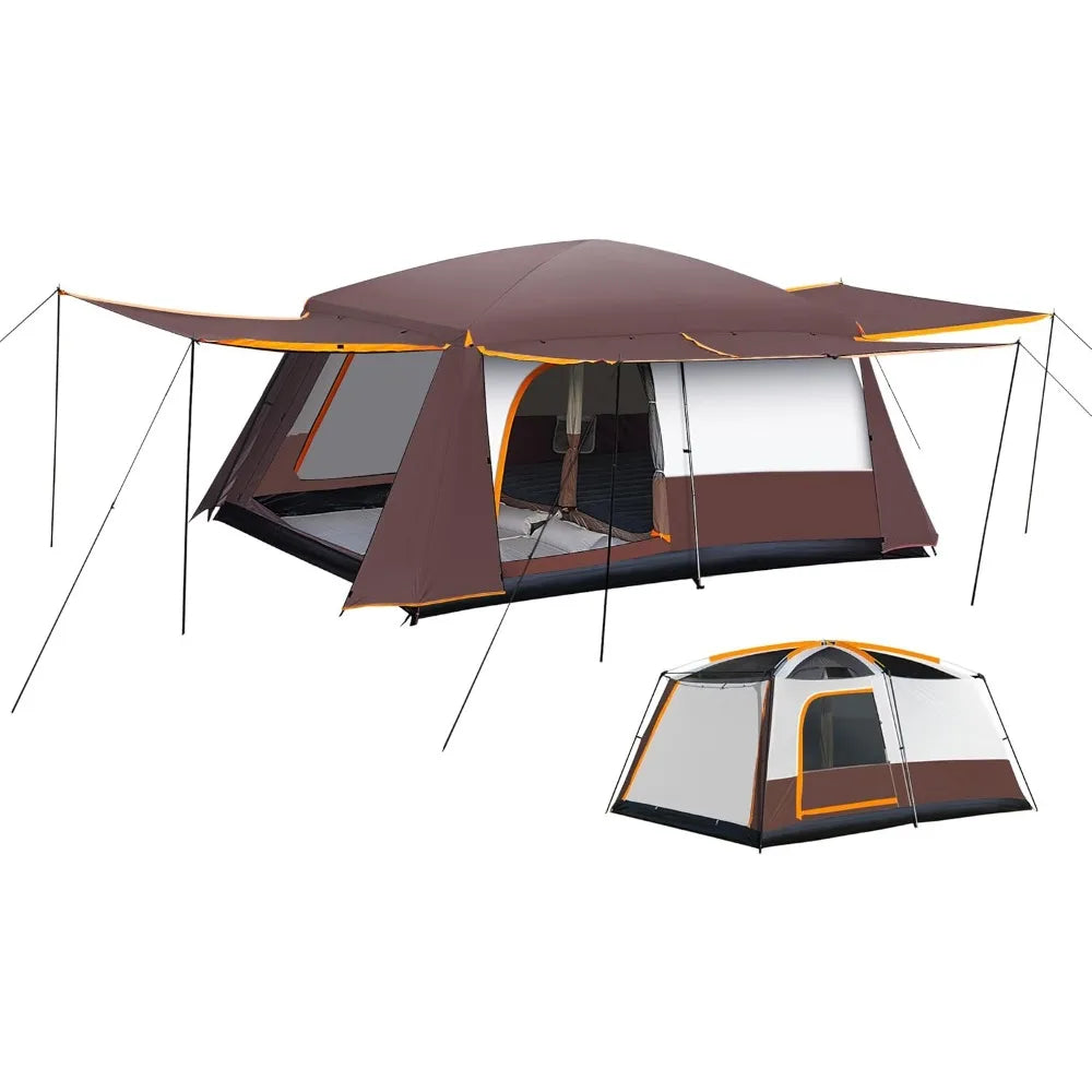 Camping Tent 4-6 Person, Double Layer, Multi-Room Family Cabin Tents with 3 Doors, Mesh Windows, Rainfly & Windproof, Large Wate