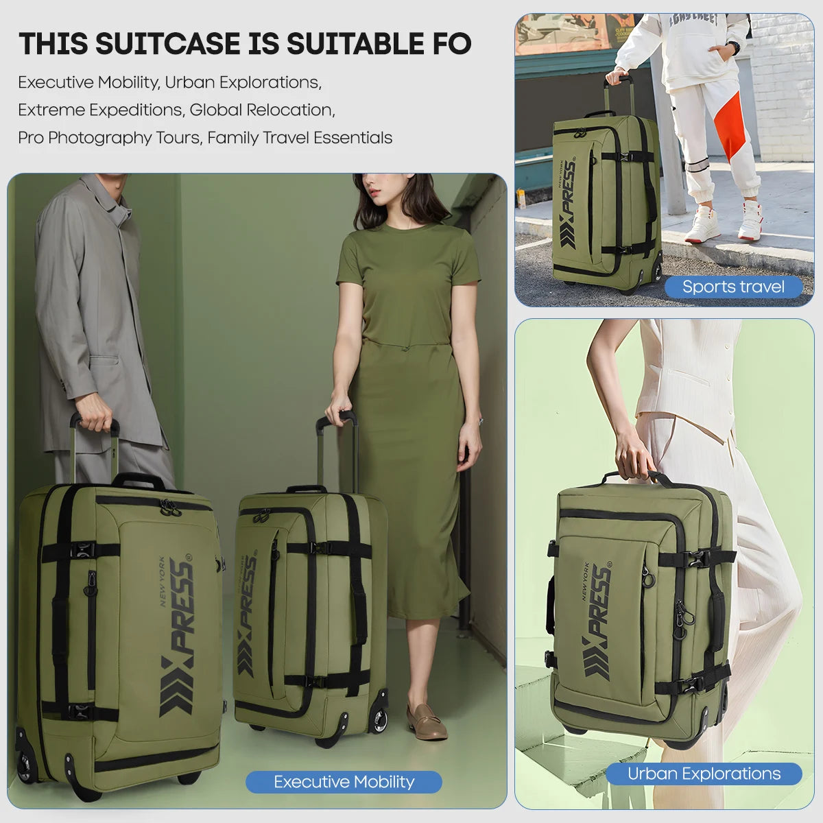 Luggage Sets 3 Piece Expandable Wheeled Bag Rolling Duffle Bag Waterproof Luggage Trolley Bags 20" 26" 30" Carry on Luggage