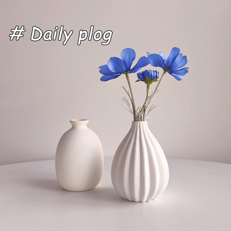 White Nordic Flower Vase Ceramic Vases Room Decor Modern Ceramic Flowers Bottle Plants Flower Pot Home Living Room Decoration