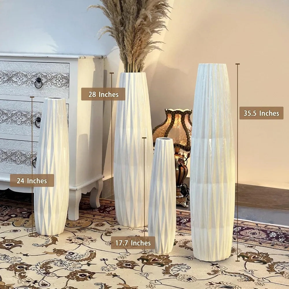 Large White Ceramic Floor Vase, 35.8 Tall Decor for Home, Living Room, Office, Bedroom