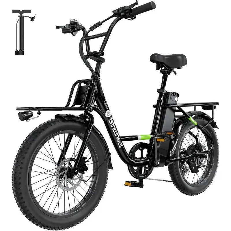 HOME.U7 Electric Bike for Adults, 20 mph Cargo Ebike 1000W Peak Adult Electric Bicycles, 55 Miles Range E Bike, 48V 10.4Ah