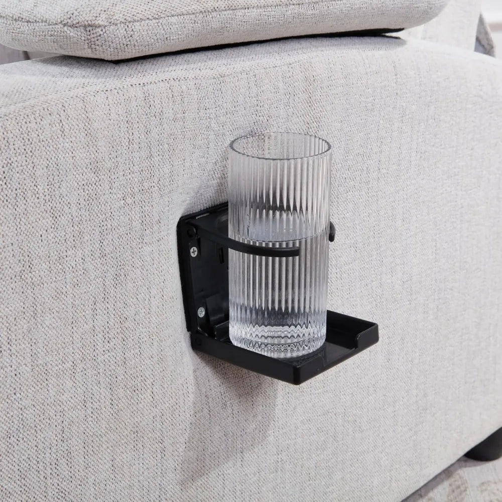 Recliner Chair with Cup Holder for Adults, Fabric Small Reclining Chair Home Theater Seating, Adjustable Modern Single Sofa Arm