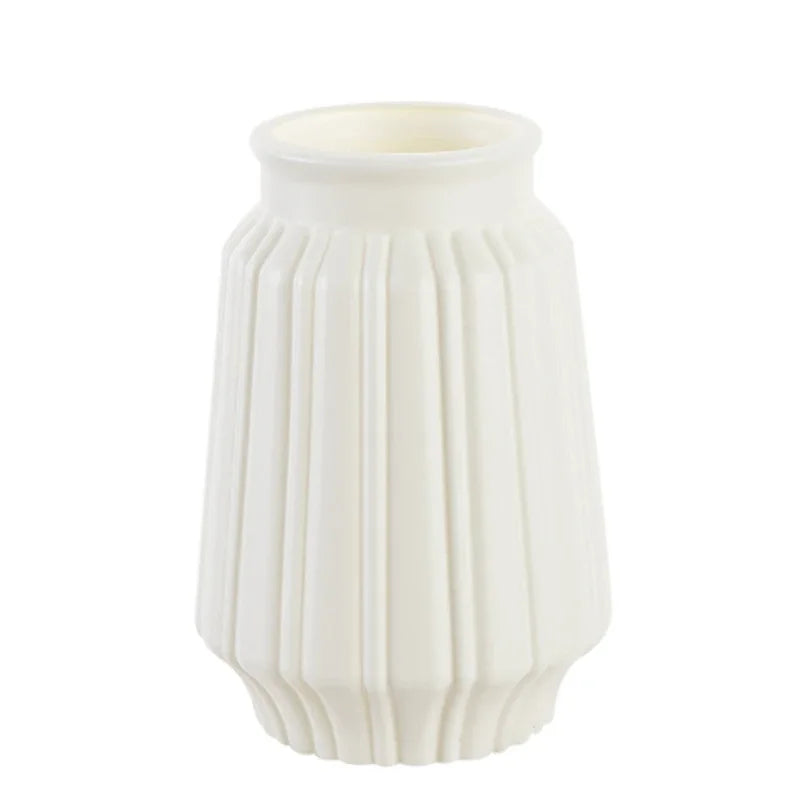 Plastic Vase Home for Decoration White Imitation Ceramic Flower Pot Plants Basket Nordic Wedding Decorative Dining Table Bedroom