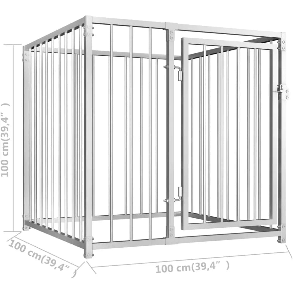 Very /Dog Kennel Tough Steel Silver, Outdoor Cage For Dogs, Houses Small Animals, Playpen Enclosure, Kennels For Outside, Pet Fe