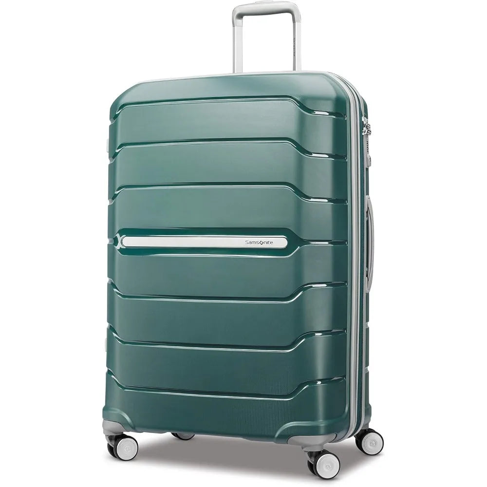large checked luggage with dual 360° spinner wheels - tsa lock, airline approved, lightweight durable polypropylene