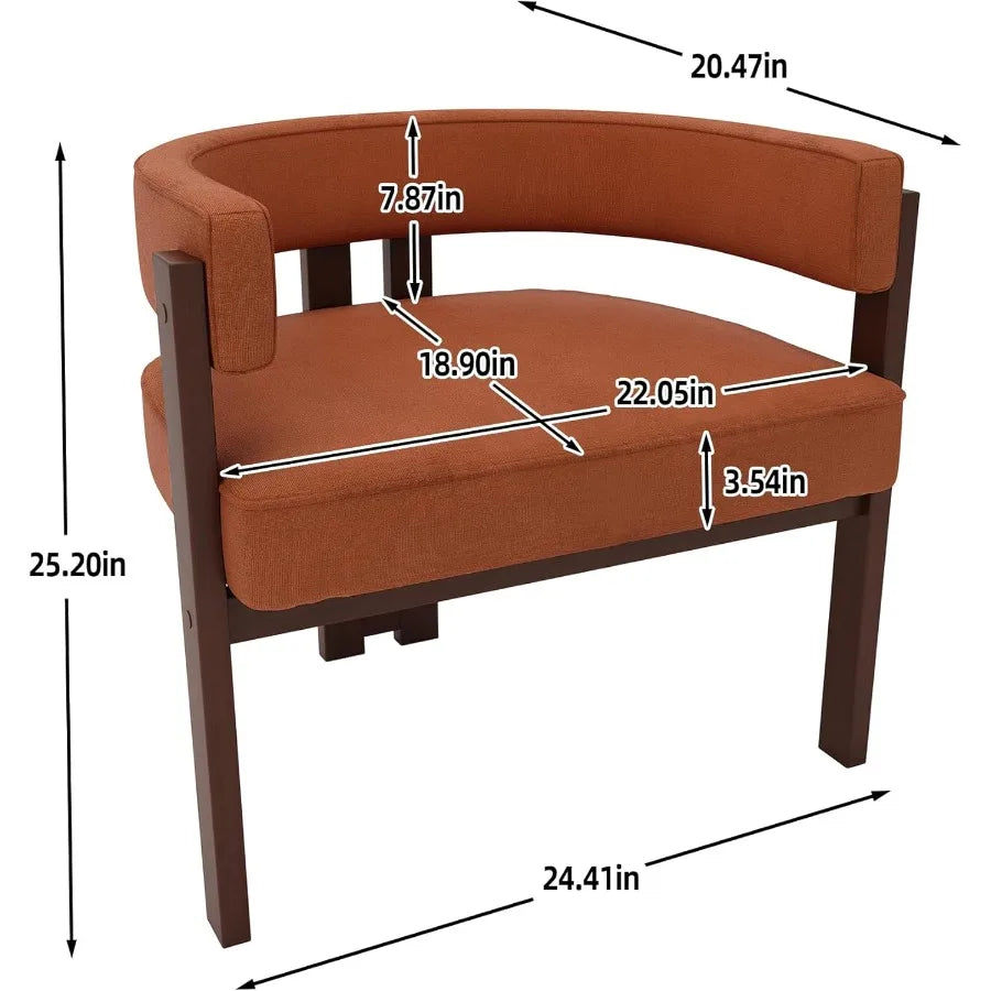Mid Century Modern Dining Chairs Set of 4 Farmhouse Chenille Upholstered Accent Curved Backrest Kitchen Chairs Armchairs Side C