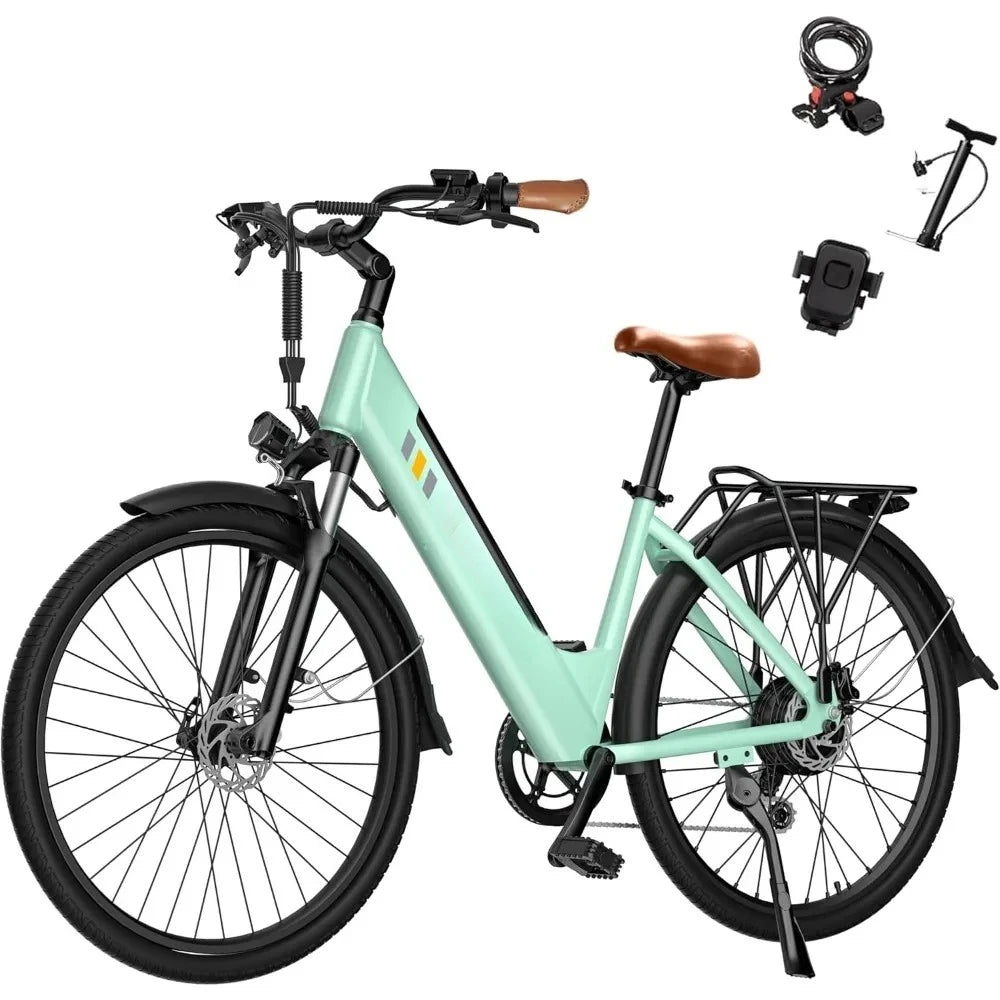 HOME.V80 Electric Bike, 1000W Motor 28MPH Ebike, 48V 13Ah Removeable Battery, 26'' City Cruise Electric Bicycles up to 70 Miles