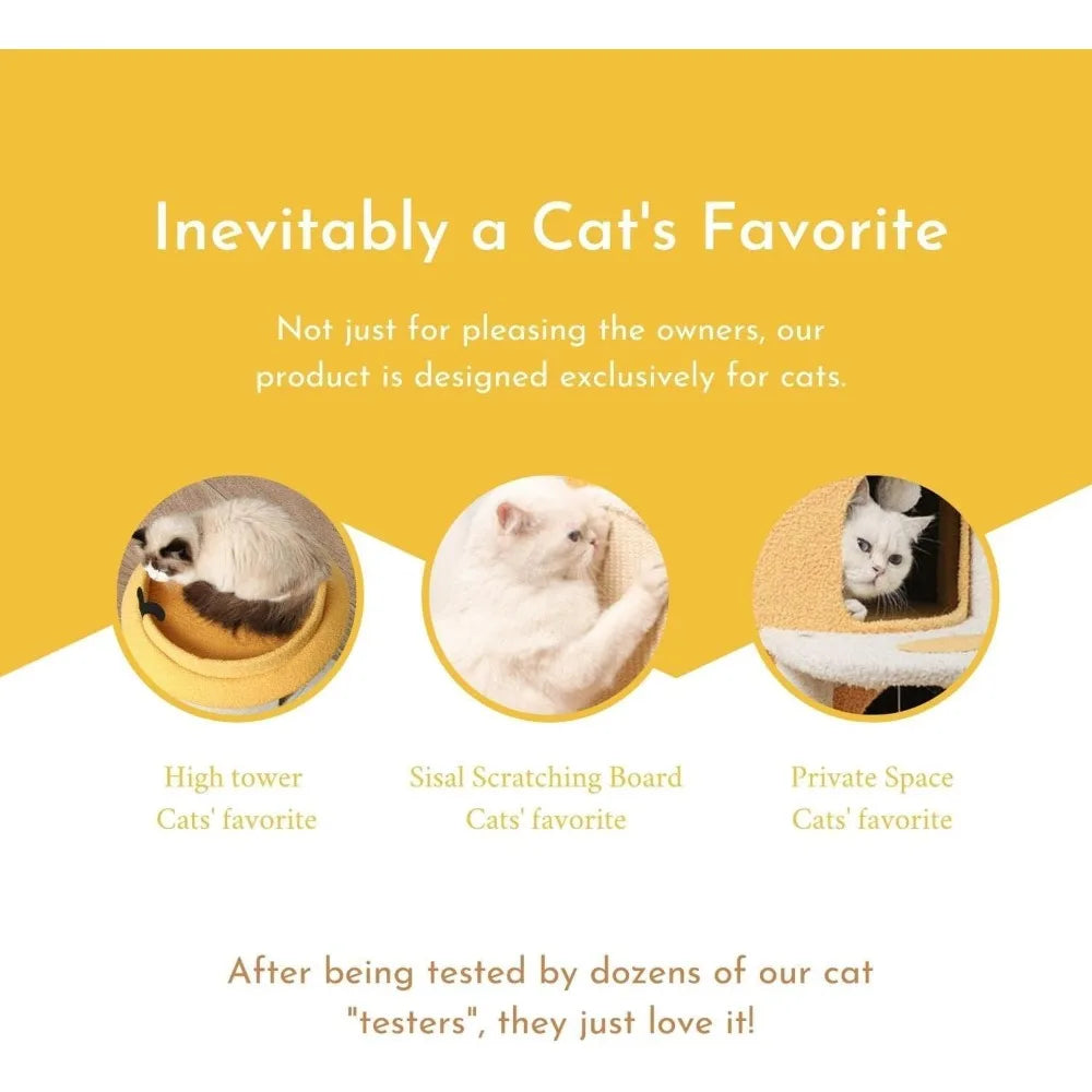 Multifunctional Yellow Duck-Themed Cat Tree and House for Cats Up to 75Kg - Easy Assembly Cat Castle with Cute Design