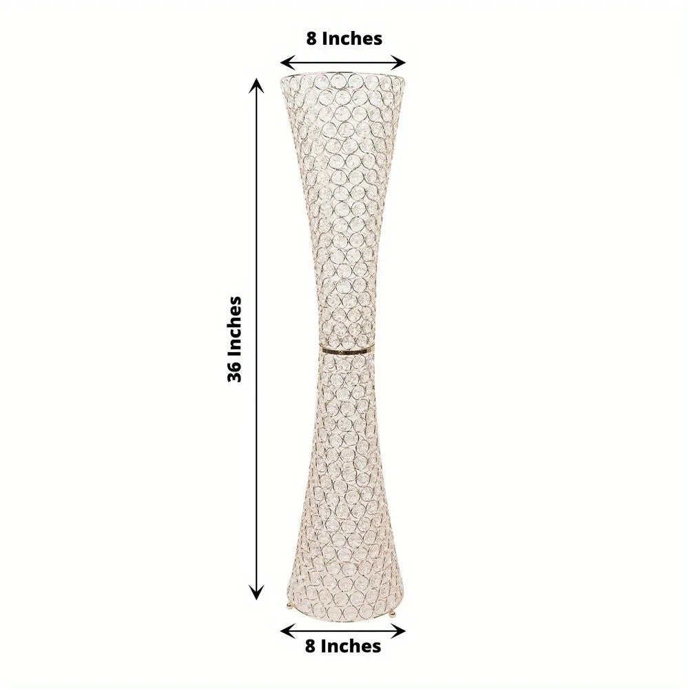 Gold 36 in Crystal Beaded Metal Hurricane Flower VASE Centerpiece Party Events