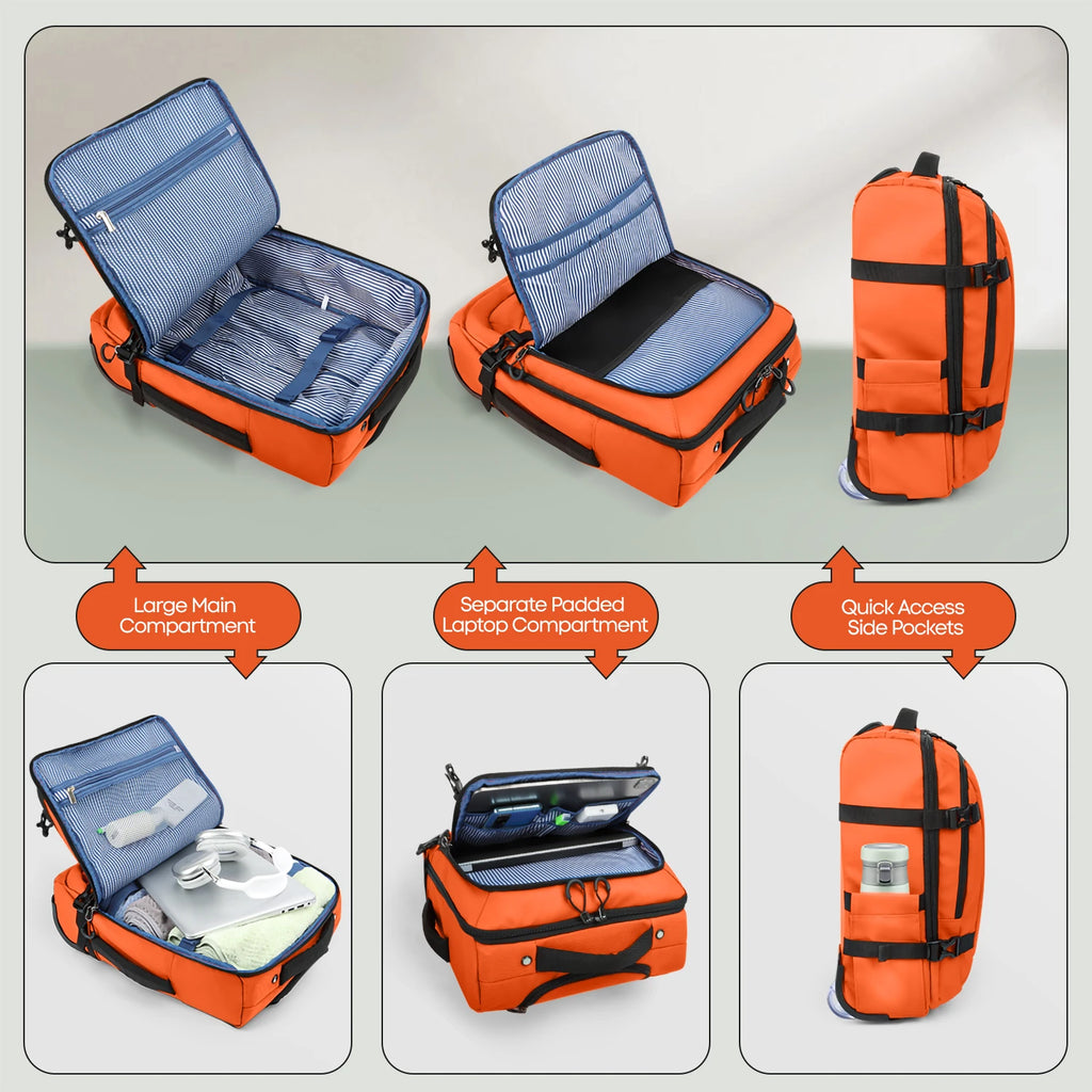 17" Carry On Luggage for Airplanes Lightweight Resistant Suitcase with Wheels for Business Trip & Short Distance Traveling