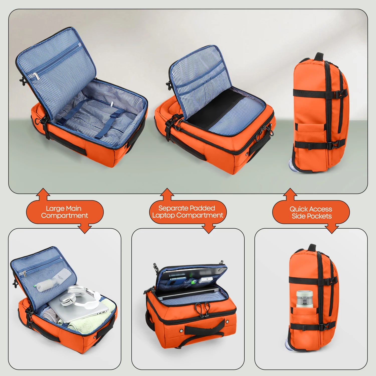 17" Carry On Luggage for Airplanes Lightweight Resistant Suitcase with Wheels for Business Trip & Short Distance Traveling