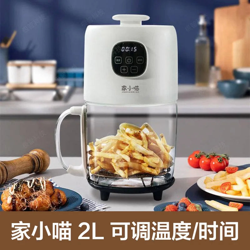 Mini Air Fryer 2L Transparent Visual Automatic Multifunctional for Dormitory Single Serving