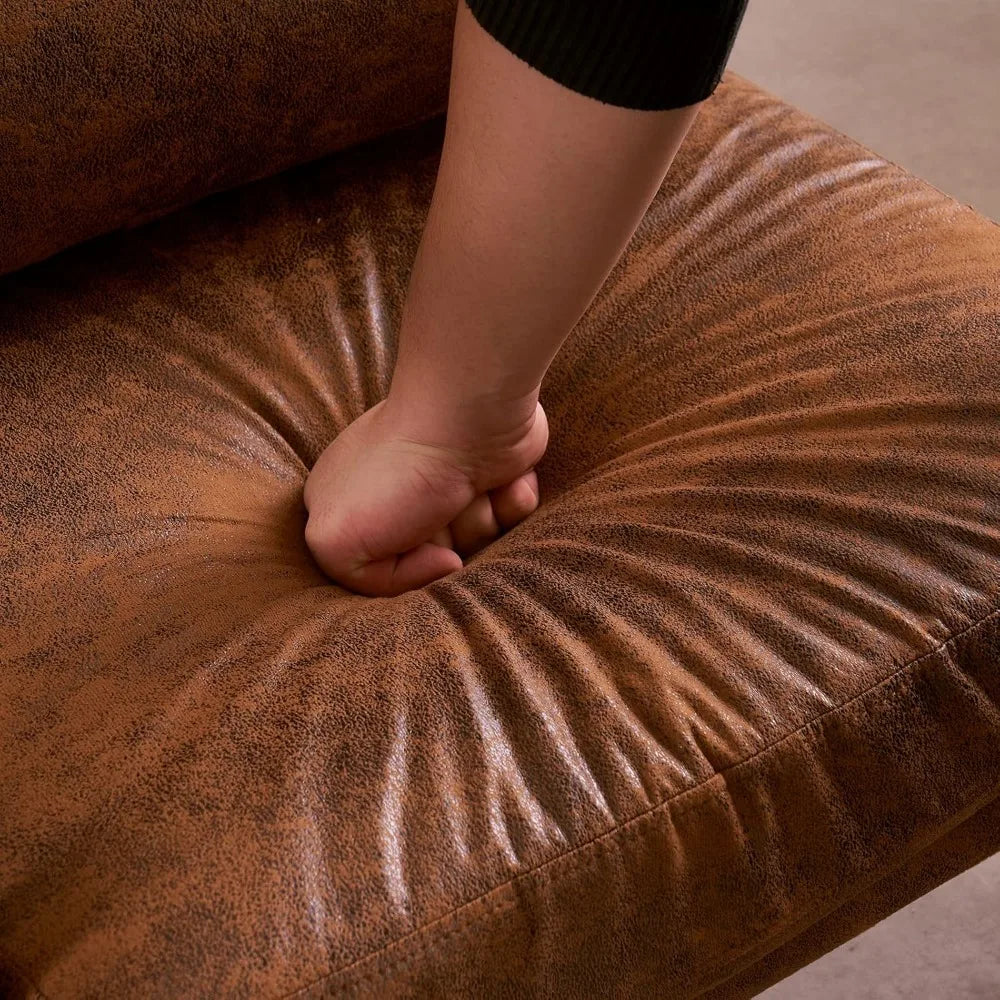 High Back Microfiber Rustic Mid Century Modern Accent Chair, Soild Wood Padding Lounge Armchairs Side Sitting Chairs for Living