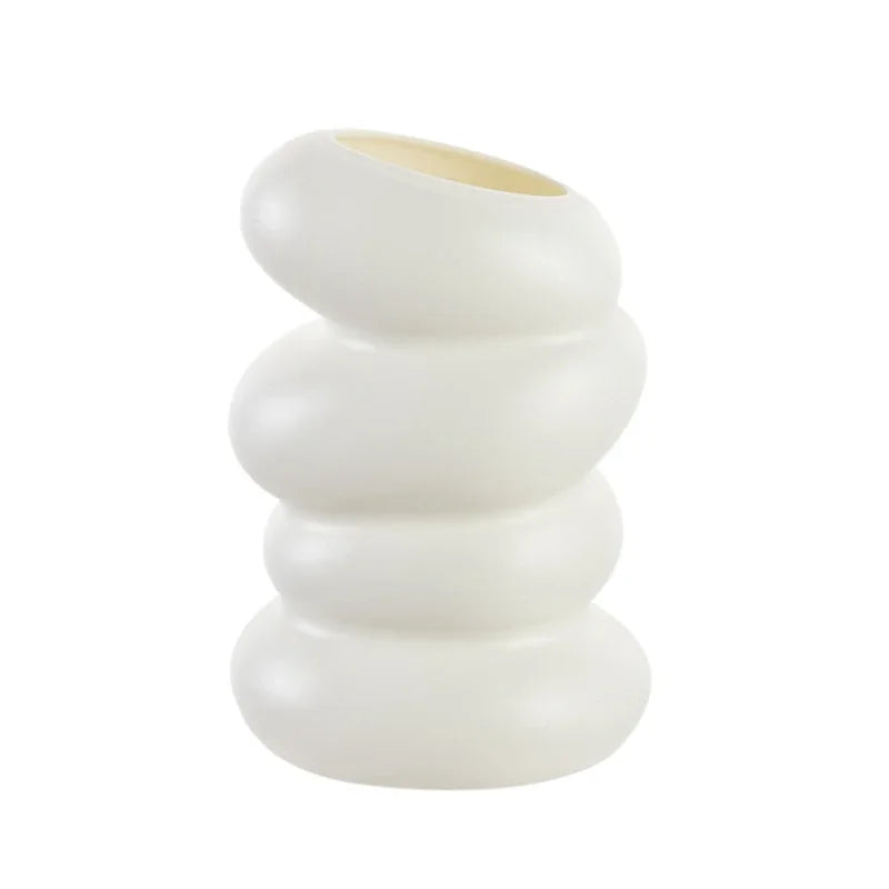 Plastic Vase Home for Decoration White Imitation Ceramic Flower Pot Plants Basket Nordic Wedding Decorative Dining Table Bedroom