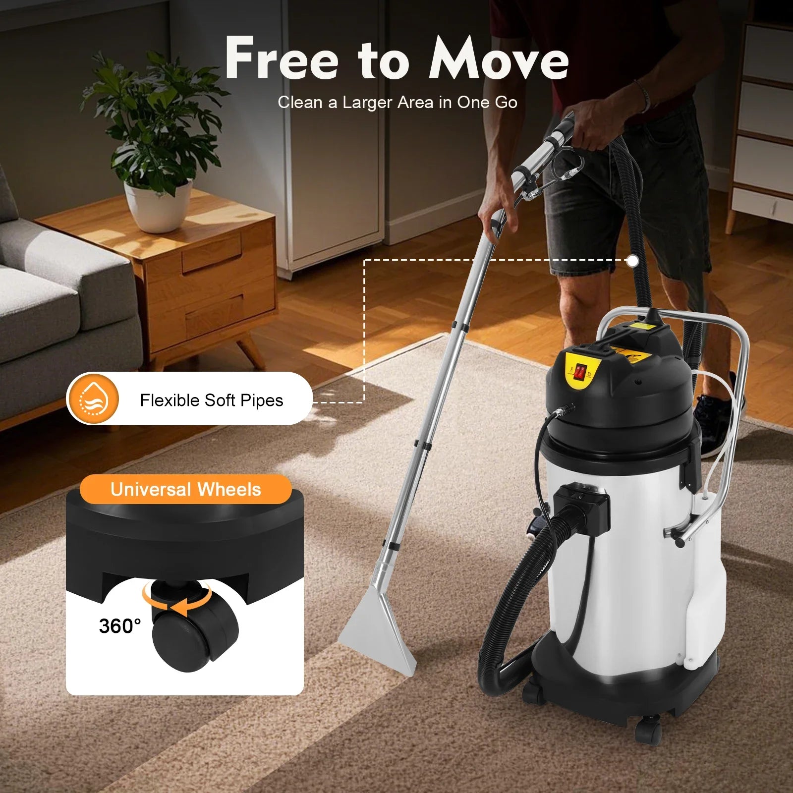 Carpet Cleaning Machine，1000W Freestanding Floor Carpet Cleaning Machine Vacuum Cleaner Water Sucker Cleaning Machine