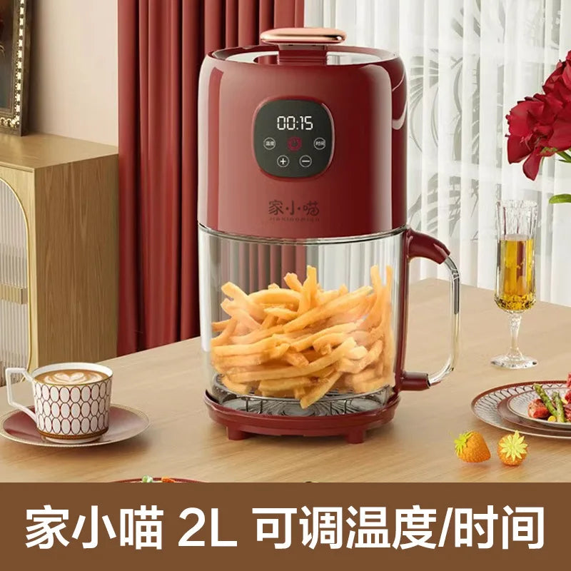Mini Air Fryer 2L Transparent Visual Automatic Multifunctional for Dormitory Single Serving