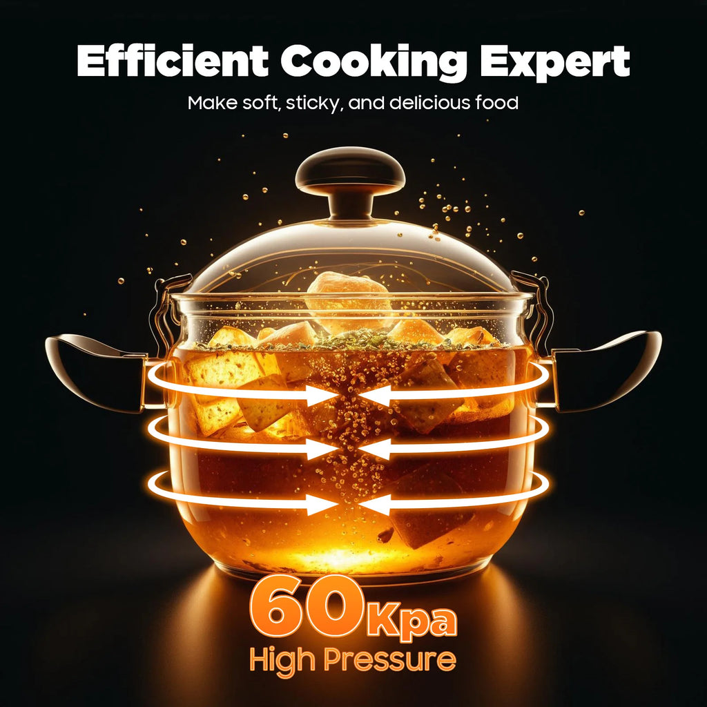 7.4Qt Stainless Steel Pressure Cooker, 60Kpa High Pressure Pot for Fast Cooking, Soup & Stew Making, Induction Safe