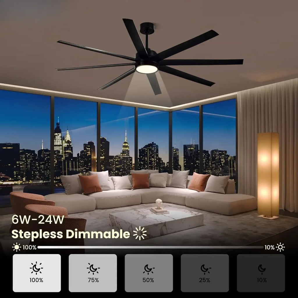 Modern Ceiling Fans with Lights, Ceiling Fan with Light and Remote, Bedroom Living Room Outdoor/Industrial, Dimmable