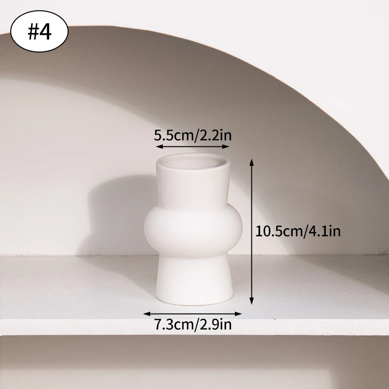 White Nordic Flower Vase Ceramic Vases Room Decor Modern Ceramic Flowers Bottle Plants Flower Pot Home Living Room Decoration