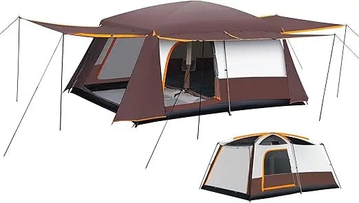 Camping Tent 4-6 Person, Double Layer, Multi-Room Family Cabin Tents with 3 Doors, Mesh Windows, Rainfly & Windproof, Large Wate