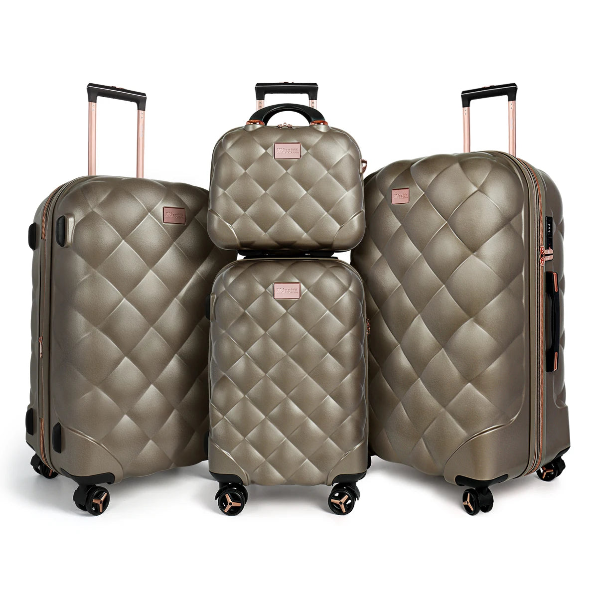 4 Pieces Luggage Sets 14in 20in 25in 29in PP Hard Shell Lightweight Expandable Suitcase Set with Spinner Wheels & TSA Lock