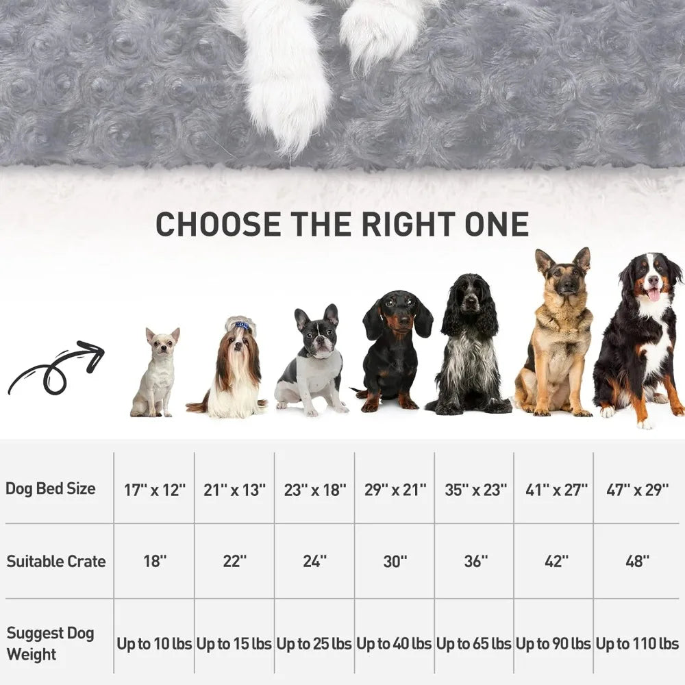 Washable Dog Bed Deluxe Plush Dog Crate Beds Comfy Kennel Pad Anti-Slip Pet Sleeping Mat for Large, Jumbo, Medium, Small D