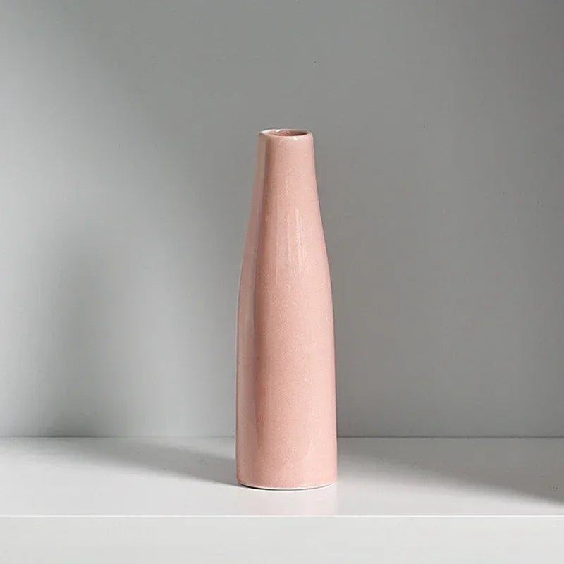 White Ceramic Bud Vase Small Flower Vases Hydroponic Plants Pot Modern Decorative Vases for Home Living Room Dining Table Decor