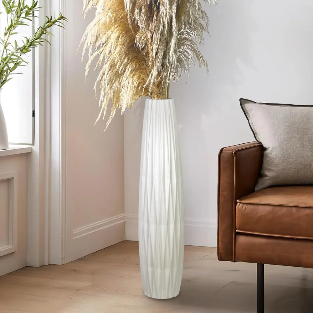 Large White Ceramic Floor Vase, 35.8 Tall Decor for Home, Living Room, Office, Bedroom