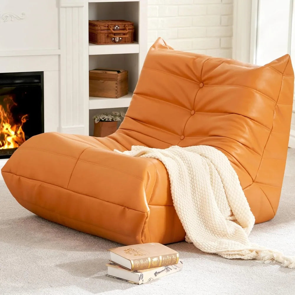 Bean Bag Chair Giant Bean Bag Sofa Memory Foam Bean Bag Couches for Adults, Leather Bean Bag Chairs for Living Room Bedroom Dor