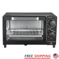 1050W 4-Slice Toaster Oven with 3 Settings Adjustable Timer Bake Broil Toast Space-Saving Design Includes Baking Rack Pan Easy