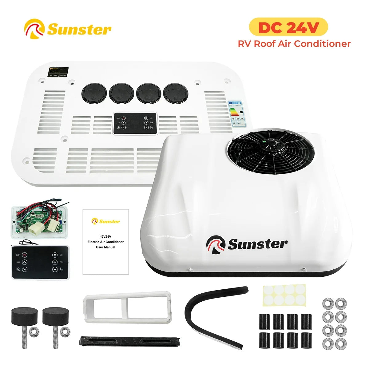 12V/24V Cool Rooftop Air Conditioner Electric Cool RV Rooftop Parking AC Unit For Truck Camper Van Caravans Garden