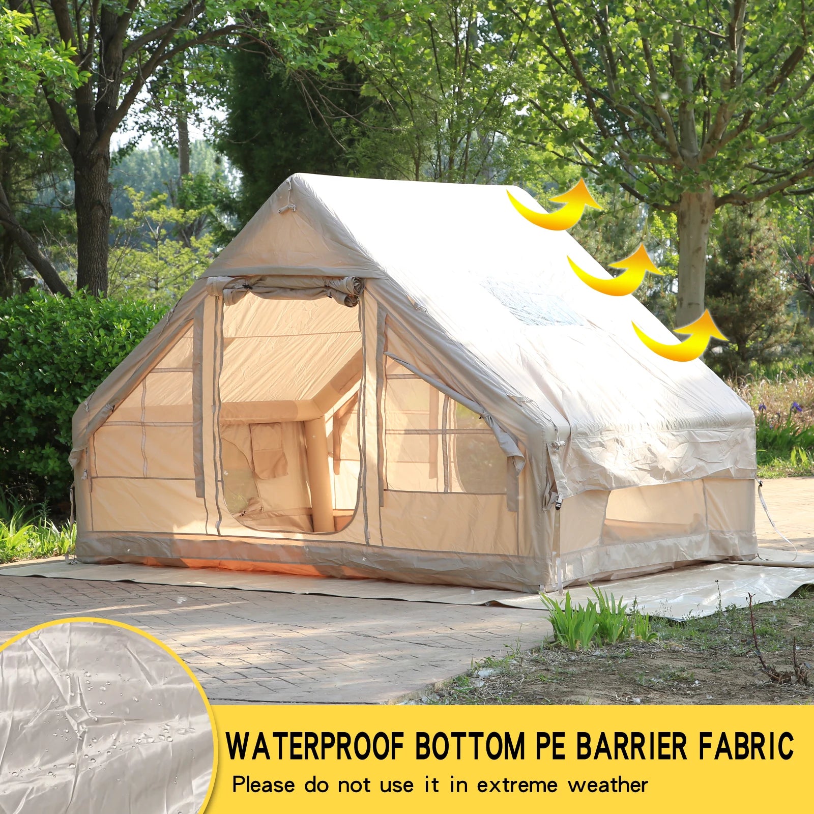 Inflatable Tent for Camping,4/6 Person Blow Up Air Glamping Room Tent House with Stove