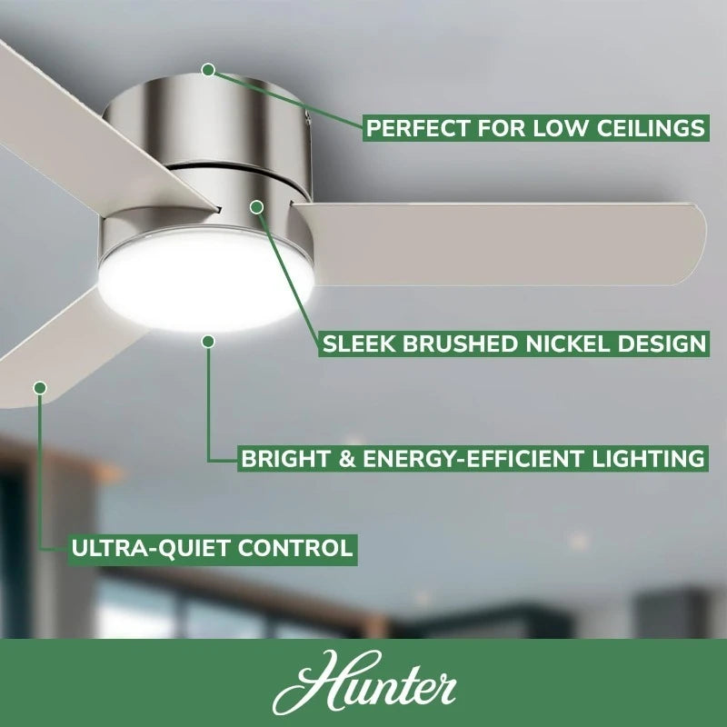 Fan 59454 Minimus 44-Inch Low Profile Ceiling Fan with Energy-Efficient LED Light Kit and Remote Control, Ultra-Quiet Mot