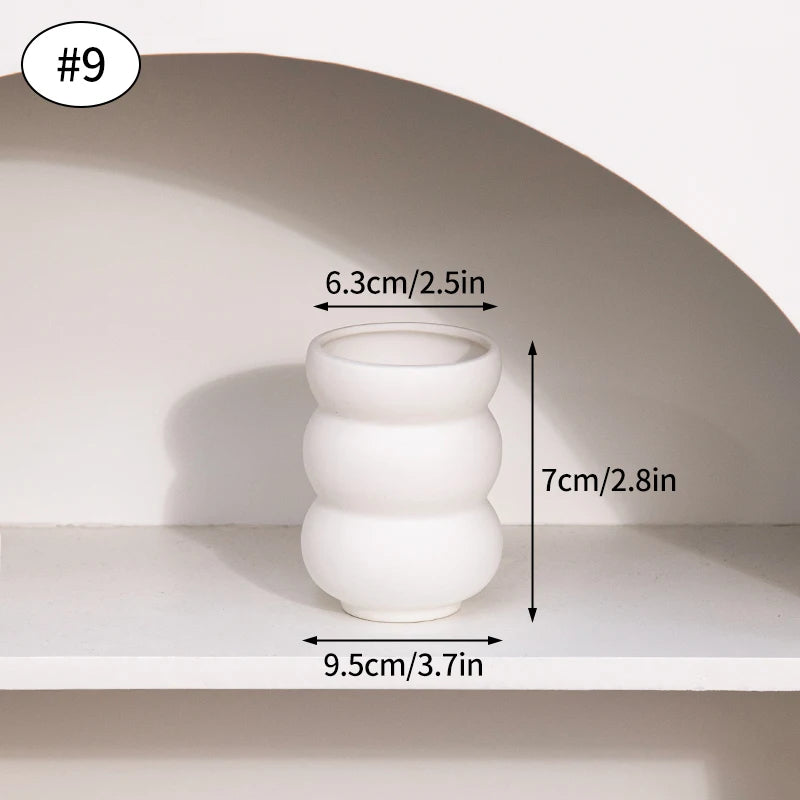 White Nordic Flower Vase Ceramic Vases Room Decor Modern Ceramic Flowers Bottle Plants Flower Pot Home Living Room Decoration