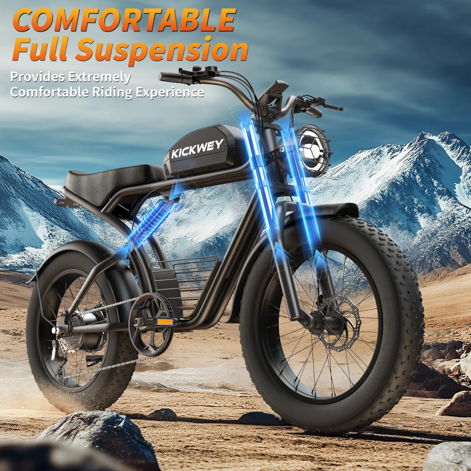 Kickwey K7 Off-Road Electric Bike 1500W Motor 48V20Ah Removable Battery Ebike 20x4 Fat Tire 50-Mile Range Electric bicycle