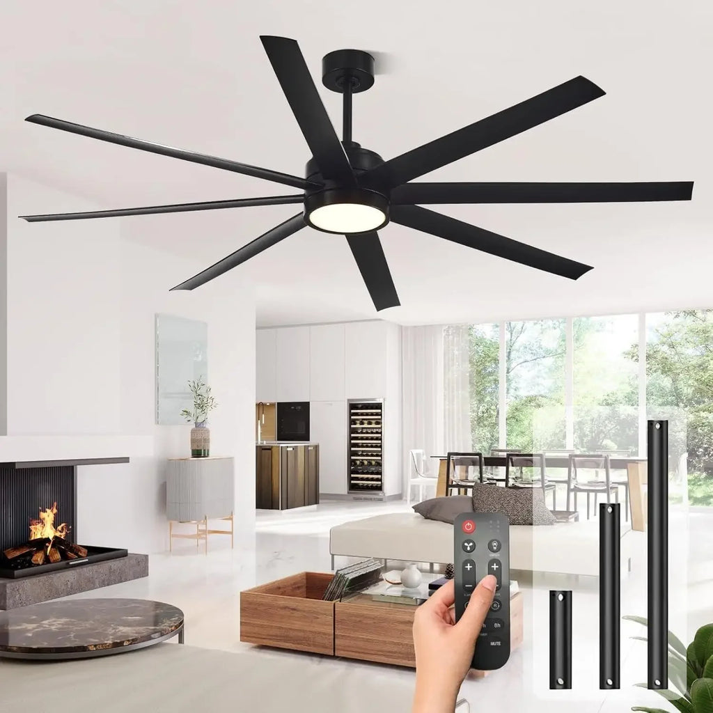 Modern Ceiling Fans with Lights, Ceiling Fan with Light and Remote, Bedroom Living Room Outdoor/Industrial, Dimmable