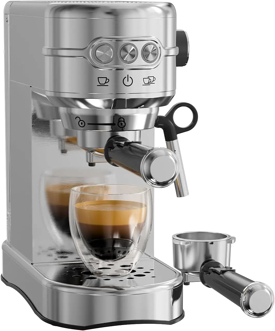 Espresso Machine - 20Bar Coffee Maker with Foaming Steam Wand: 1450W Compact Semi-Automatic Espresso Maker with 35Oz Removable W