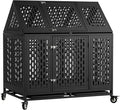 44 inch heavy duty indestructible dog crate steel escape proof chew proof cage, indoor double door kennel for high anxiety large